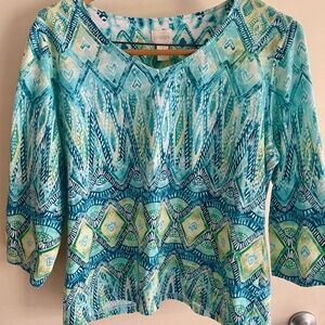 Chico's Size 2 cotton turquoise tee